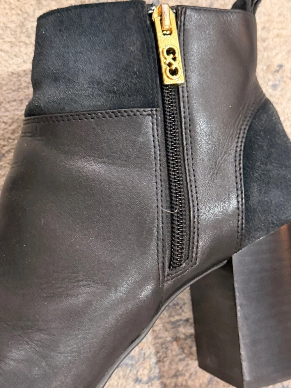 Cole Haan Women's Black Leather Block Heel Ankle Boots